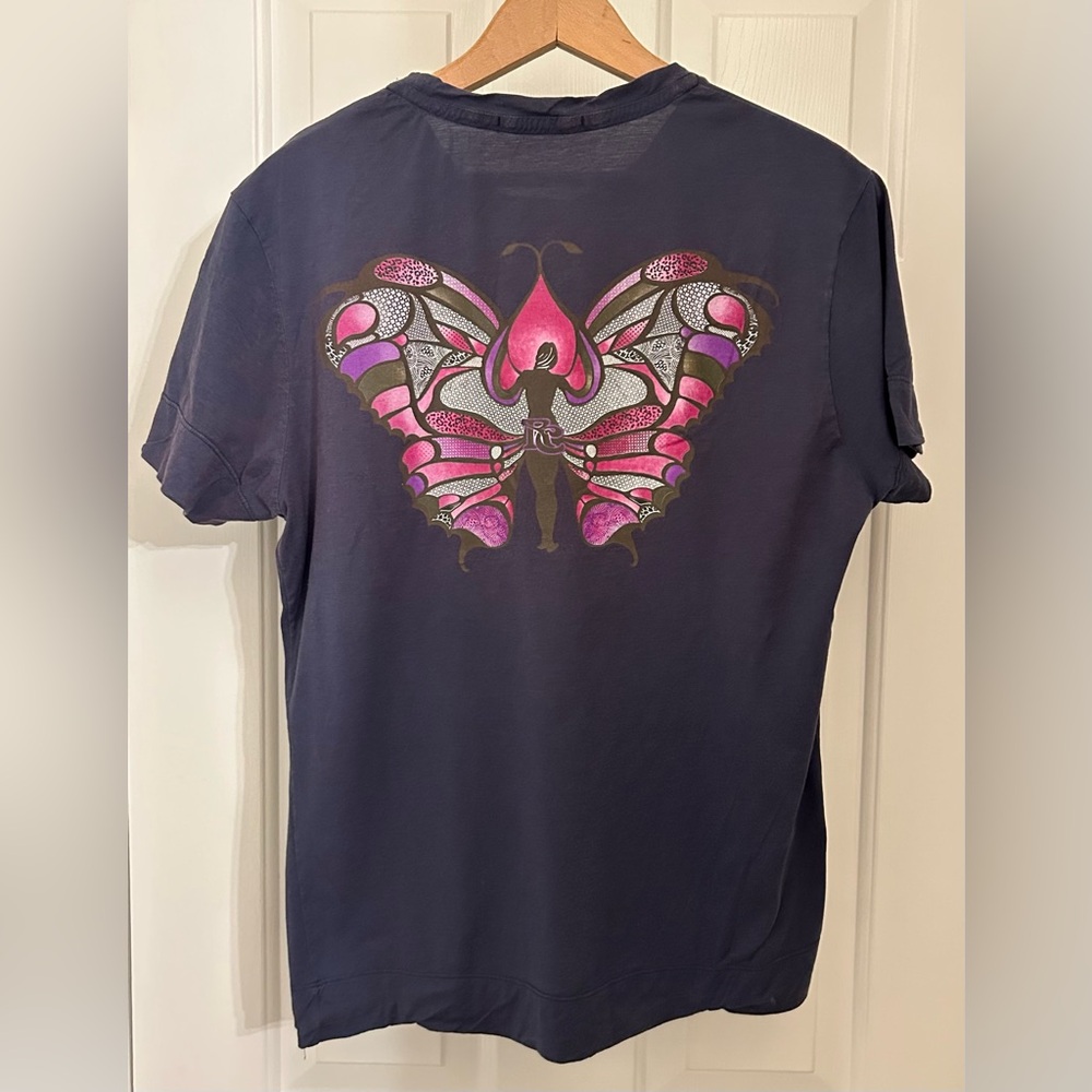 Roberto Cavalli Spring 2007 Vintage Blue Butterfly Leopard Print T Small 48